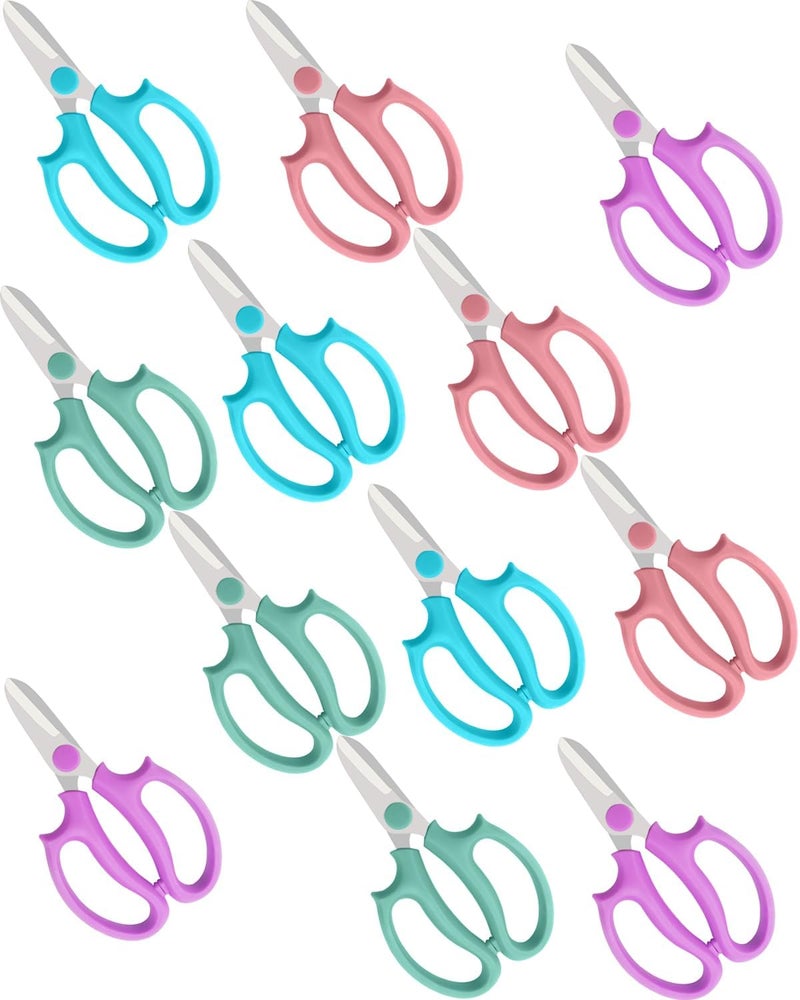 BINCKIN Flower Scissors - 12 Pcs Stainless Steel Flower Shears, Garden Plant Floral Shears for Fresh Flowers Stems (Blue, Green, Pink, Violet) - Image 1